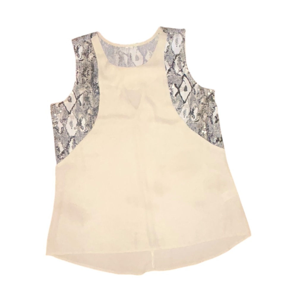 Studio Y Sequin Keyhole CreamTank Top Size M Animal Print